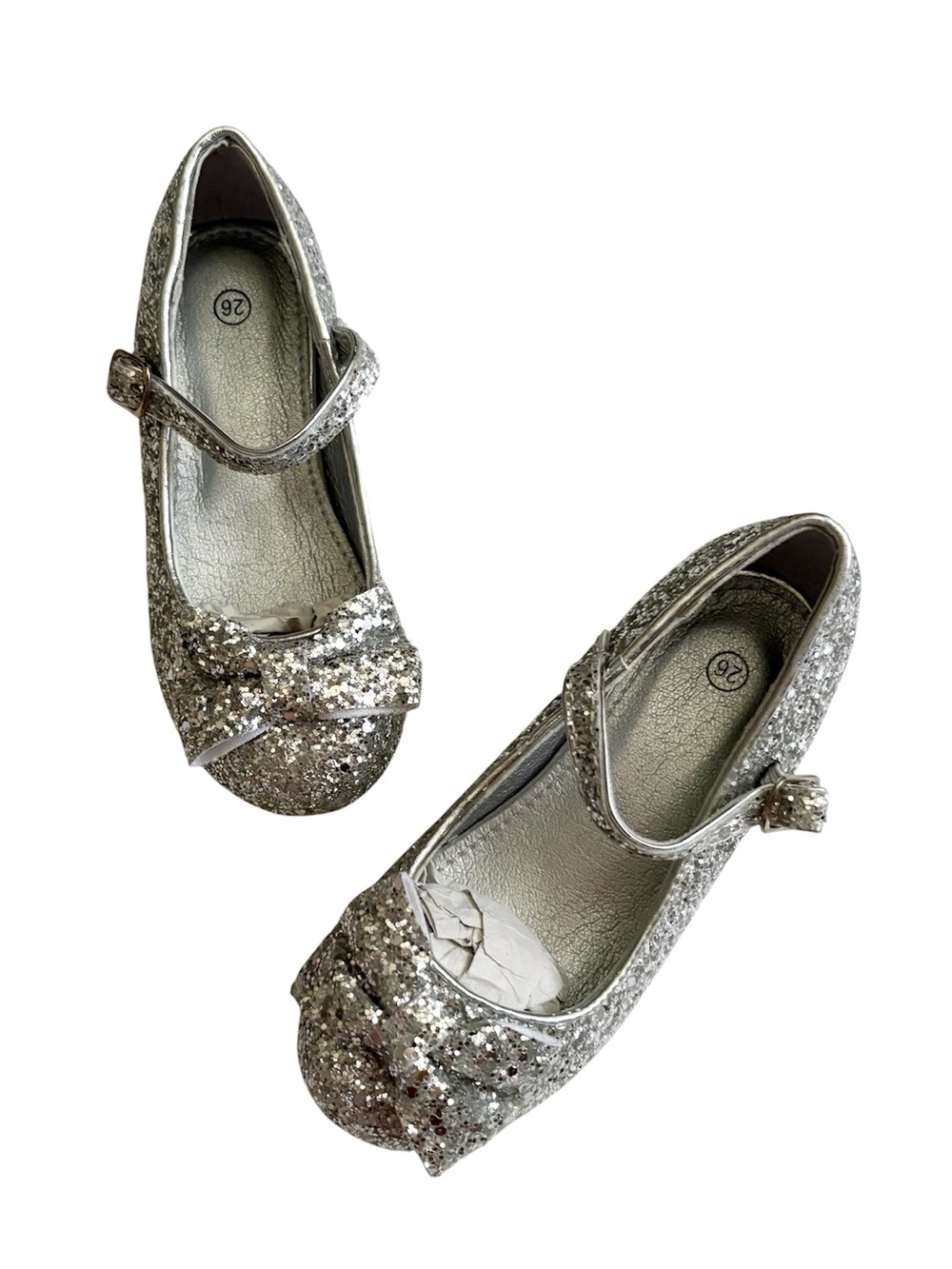 Toddler Girls Mary Jane Silver Glitter Dress Shoes NWT